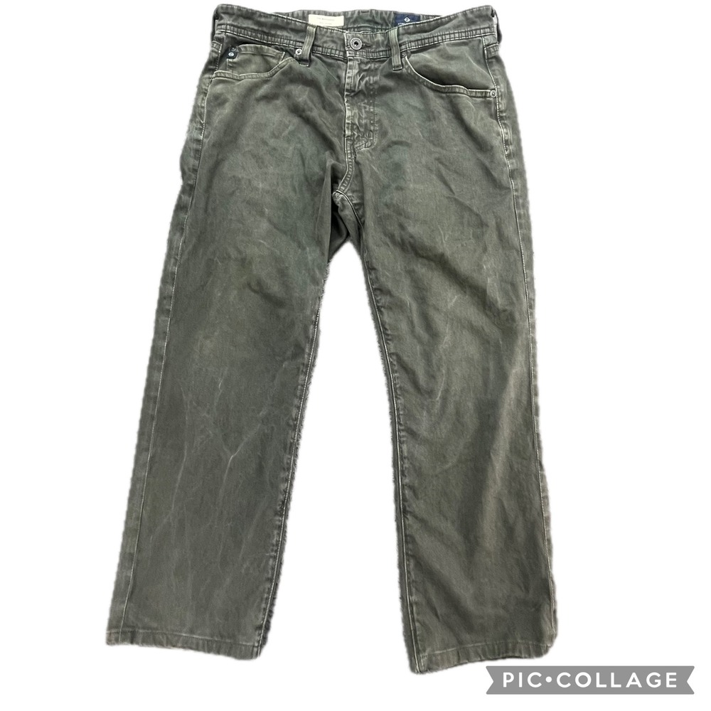 AG Adriano Goldschmied The Matchbox Slim Straight Pants Olive‎ Green Men's 32